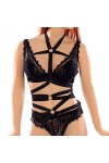 MAMOHSS Ensemble de harnais élastique pour femme - Ensemble de lingerie avec harnais et porte-jarretelles - Style punk, gothi