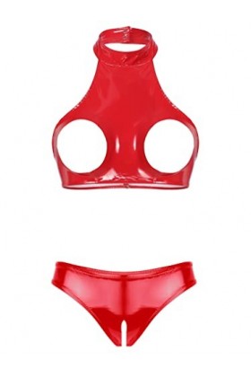 Yeahdor Femme Sexy Ensemble Lingerie Nuit Redresse-Sein Bra Sein Nu & String Biefs Ouvert Maillot de Bain Érotique Vêtement d