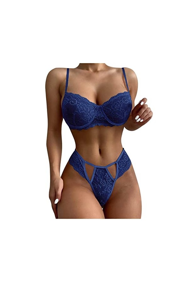 Briskorry Ensemble de lingerie 2 pièces push up soutien-gorge string string sous-vêtements sexy bikini vêtements de nuit sout