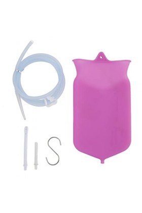 Kit de sac de lavement pour le nettoyage du côlon, kit de lavement réutilisable avec sac de lavement 2L, long tuyau en silico
