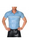 Polo en latex moulant T-shirt en latex sexy pour hommes sans pantalon -rouge_XL