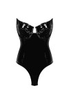 KRIDDR Catsuit femme Wetlook Sexy en cuir verni Lingerie sans manches Teddy justaucorps