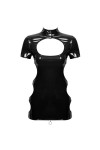 Ensemble Sexy Femme Érotique Robe Poitrine Nue avec Fermeture Éclair Au Dos Et Col Haut,Noir,S