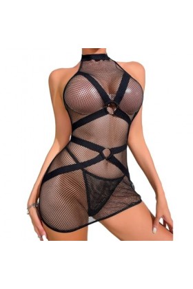 Ensemble de Lingerie Sexy pour Femmes, Chemise en Maille Transparente, Body en résille, vêtements de Nuit Babydoll, sans Manc