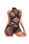 Ensemble de Lingerie Sexy pour Femmes, Chemise en Maille Transparente, Body en résille, vêtements de Nuit Babydoll, sans Manc