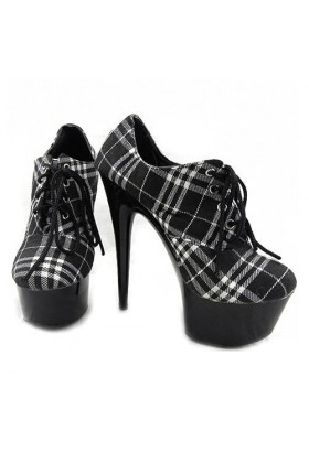 PROMI Talon Aiguille Talons Hauts 15cm Tête Ronde Talon Fin Fond Épais Chaussures Femme-Black||34