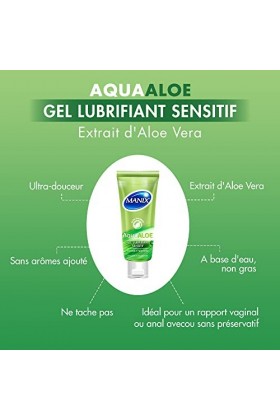 Lot de 2 lubrifiants : MANIX Pure x1 & MANIX AquaAloe x1 | Lubrifiant à base deau Compatibles avec les Préservatifs