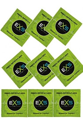 EXS Condoms Préservatifs 3 en1 Ribbed/Dotted/Flared Boîte de 144