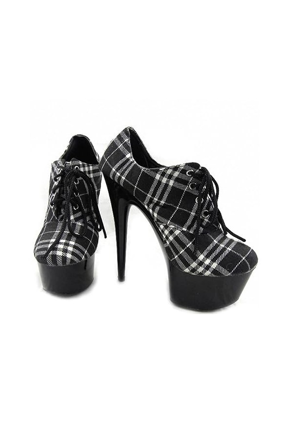 PROMI Talon Aiguille Talons Hauts 15cm Tête Ronde Talon Fin Fond Épais Chaussures Femme-Black||34