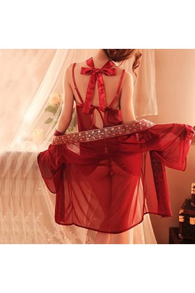 Temptshow Asiatique Chinese Geisha Cosplay Femmes Style Chinois Cheongsam Lingerie Japonaise Anime Costume Rouge3 