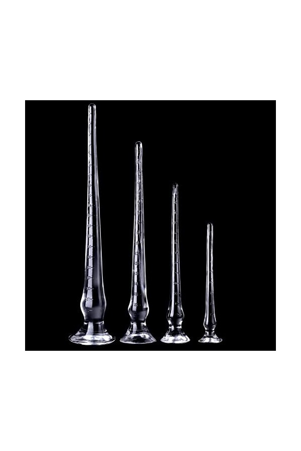 QGINESE Jouets de massage élastiques 30cm/40cm/50cm/60cm/extra long en silicone souple de couleur transparente, quatre taille