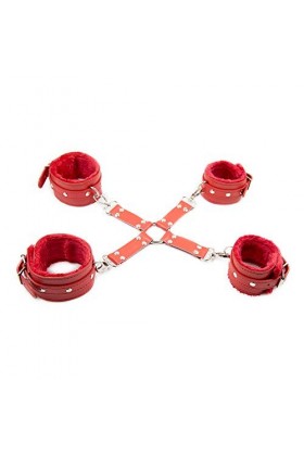 Bracelet en cuir rouge en peluche Accessoires de jeu pour couples de femmes