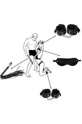 ZZZZS Lot de 8 pièces couple débutants parfaits jouets de vie cuir nylon noir 