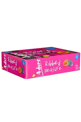 Pasante Préservatifs Adore Ribbed Pleasure 144 Pièces