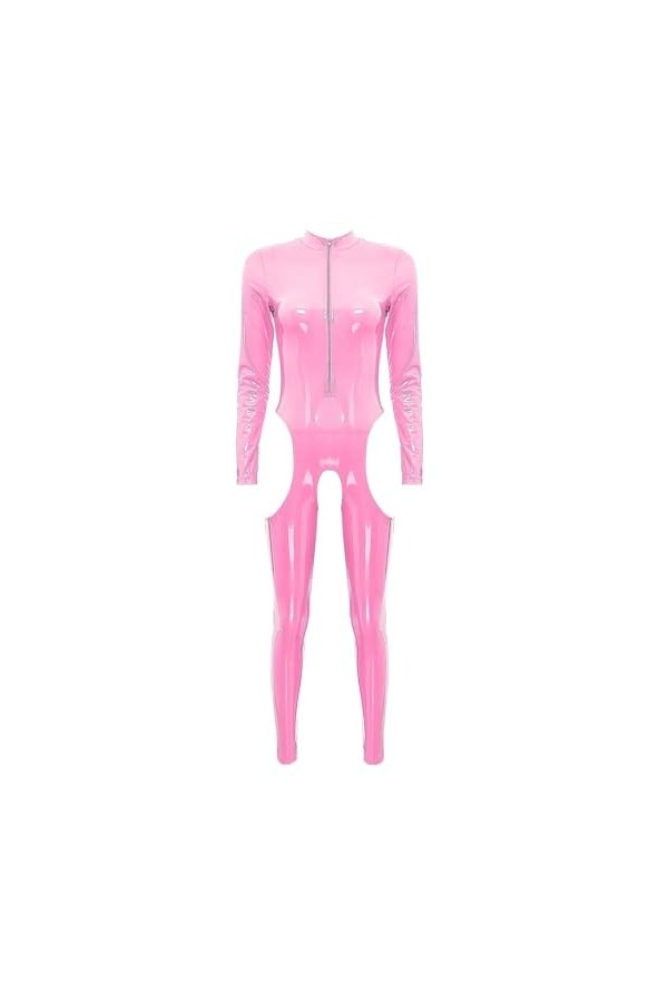 GRRKDFQ Sexy Lingerie Érotique Femme Combinaison avec Fermeture Éclair Ouverte sur La Poitrine,Noir,4XL