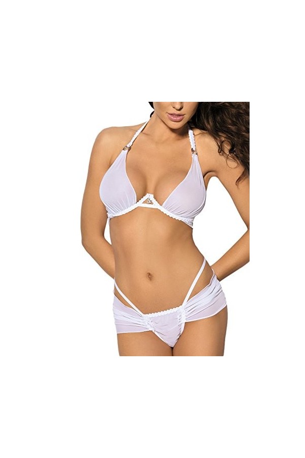 Angels Never Sin Ensemble 2 Pièce Lingerie Afesie Blanc Taille XXL