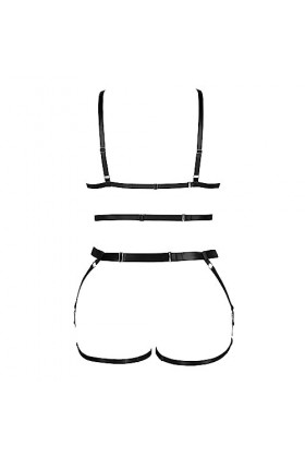 JMMHSS Femmes punk plus size Body harnais garter Belt set lacets sous - vêtements serrés ceinture rave Wear Noir 