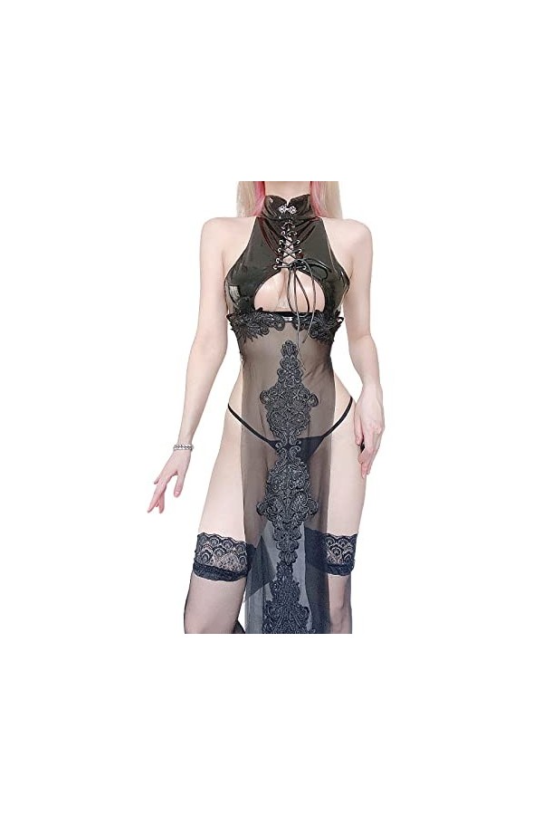 Kashasin NieR 2B Cosplay Costume Lingerie Net Cheongsam Laque Ensemble Bandage Creux Qipao Blanc 