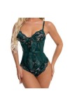 Lingerie Sexy, épissure de Dentelle, Pyjama à Bretelles en Maille, Body Sexy Transparent Coupe Basse Color : Black, Size : M