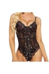 Lingerie Sexy, épissure de Dentelle, Pyjama à Bretelles en Maille, Body Sexy Transparent Coupe Basse Color : Black, Size : M