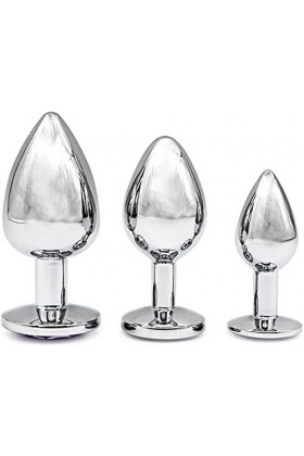 OusIka Ànâl Dilâtateurs 3 Pcs/Ensemble Rond Débutant Débutant Jouet Bouchons Gem Métal Bijou Diamant En Acier Inoxydable Plug