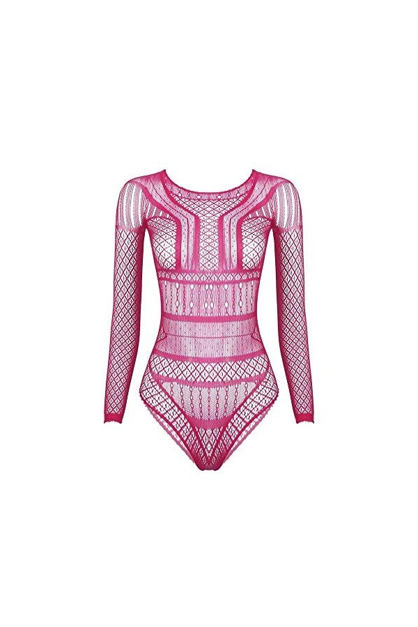 JUGUU Lingerie Sexy Érotique Body De Justaucorps De Lingerie Évidé en Filet pour Femmes-Violet_Taille Unique