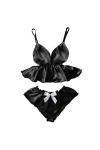 Lingerie Sexy Femme Coquine Hot Luxe 2 Pièces Sexy Femme Coquine Cuir Creux Seduction Ouverte Simili Cuir Latex Soutien-Gorge