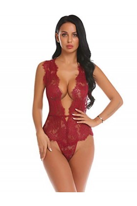 Ekouaer Ensemble de lingerie sexy en dentelle pour femme Violet S