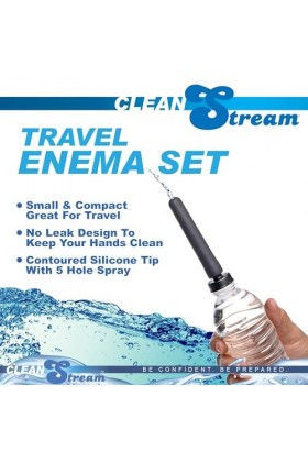 XR Brands Kit adaptateur pour bouteille deau Enema de voyage Noir