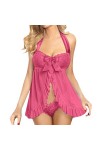 Lingerie Sexy à Suspendre au Cou pour Femme - Pyjama Sexy Multicolore - Transparent - Grande Coupe Basse - Vêtements pour Fem