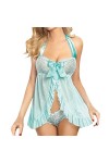 Lingerie Sexy à Suspendre au Cou pour Femme - Pyjama Sexy Multicolore - Transparent - Grande Coupe Basse - Vêtements pour Fem