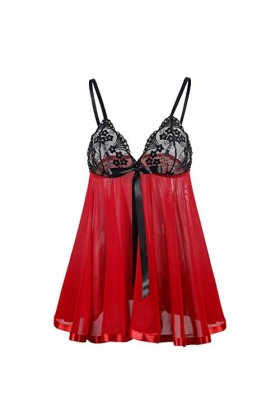 liaddkv Femmes Dentelle Sous-Vêtements Sexuels Sous-Vêtements Nuisette Jupe Pyjama Sexy Femme, Violet foncé., S