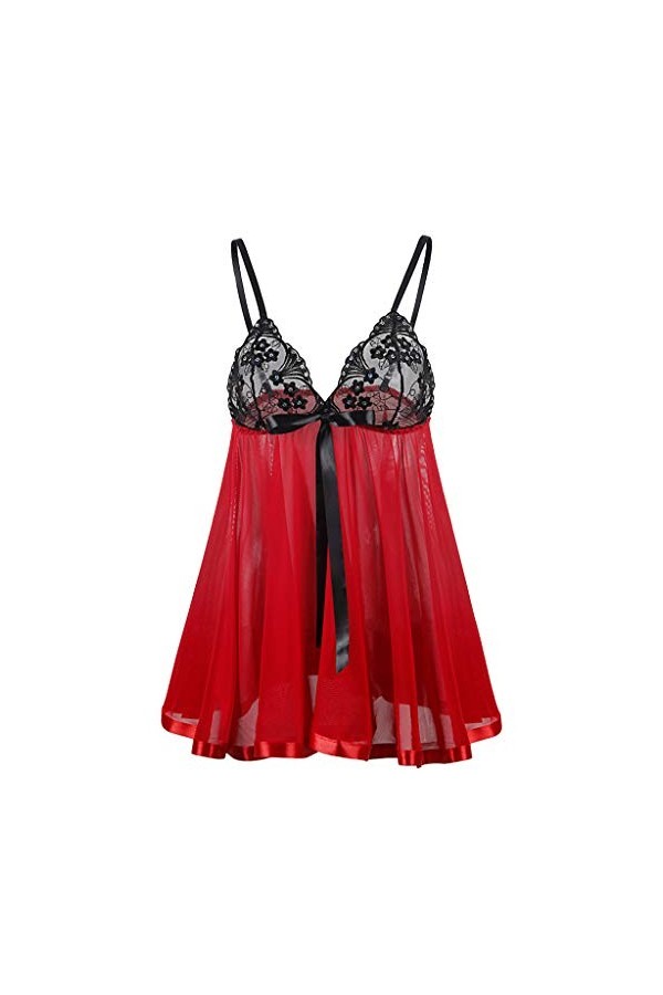 liaddkv Femmes Dentelle Sous-Vêtements Sexuels Sous-Vêtements Nuisette Jupe Pyjama Sexy Femme, Violet foncé., S