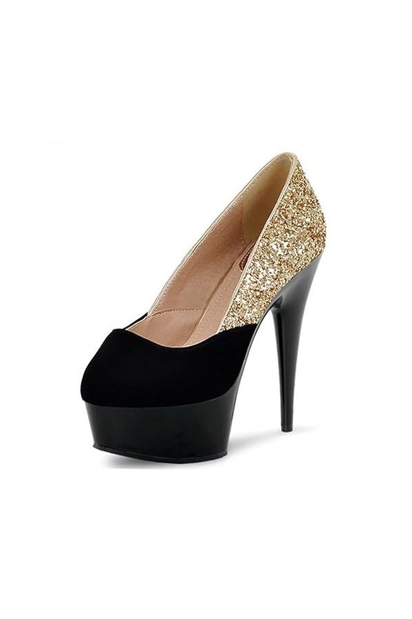 PROMI Talon Aiguille Talons Hauts Chaussures 15cm Colour Block Heels-Black||37