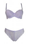 Kissa Ensemble Lingerie Soutien Gorge Bonnets B et Culotte en Dentelle Violet 80B 