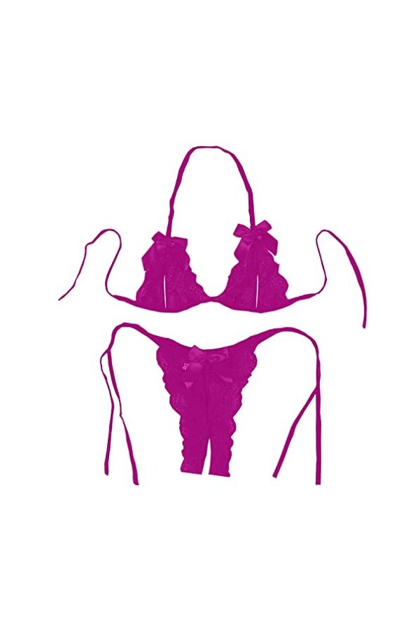 Ensemble de lingerie de natation sexy en dentelle douce avec soutien-gorge et culotte, 1 set B. violet, taille unique