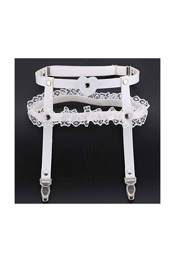 Jarretière Punk Sexy en dentelle et cuir, cœur de pêche, amour, porte-jarretelles en forme de cœur, anneau de jambe de mariée