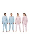 Leo Corsetteria Pyjama TUTON Ensemble sanitaire pour personnes âgées à manches longues en coton Zip sur le dos, rose, X-Large