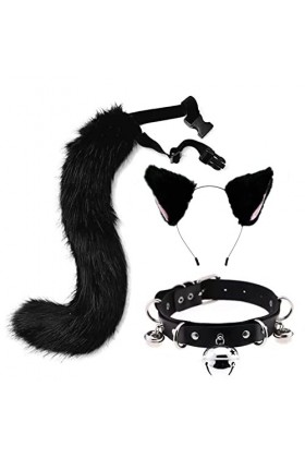 Queue et oreilles - Longue queue de renard oreilles de chat - Serre-tête Cosplay Adulte - Queue de loup - Coiffe en fausse fo