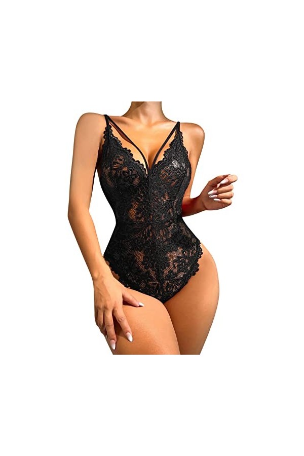 Sous-vêtements sexy en dentelle et filet de pêche - Avec anneau en acier - Pour Noël, 3-violet, M