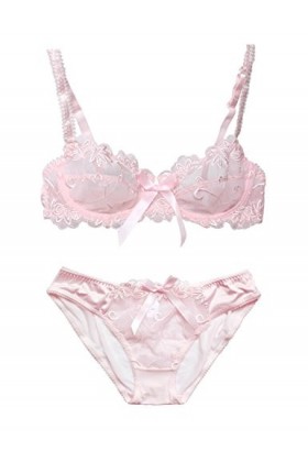 Nanier Ensemble soutien-gorge fin en dentelle transparente pour femme, violet, 90C