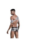 Mymyguoe Boxer pour homme - En cuir - Aspect filet - Noir - Effet mouillé - Sous-vêtements érotiques - Pour homme, a noir, ta