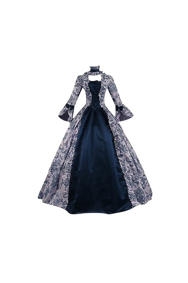 KBOPLEMQ Vêtements médiévaux pour femme - Style victorien - Renaissance - Manches courtes - Robe de princesse - Robe médiéval