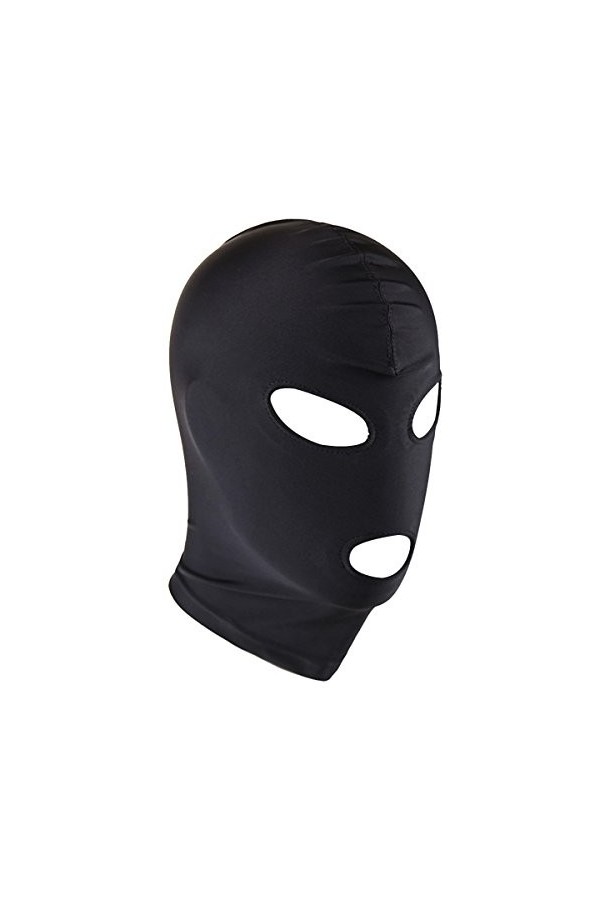 YUUMIN Homme Femme Cagoule 3 Trous Cagoule Coupe-Vent Capuche Casquette Cuir Sexy Latex Couverture Visage Déguisement Adulte 