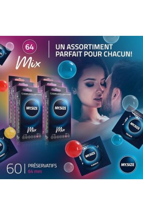 My.Size Mix préservatifs taille 6, 64 mm, pack avantageux, contenu 60 pièces