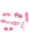 Lot de 7 pièces pour sports dintérieur en peluche en cuir, vêtements de lit, jeux pour soulager le stress de couple, rose