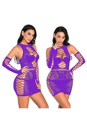 WSZJLN Lingerie sexy pour femme - Grande taille - Bas de corps en dentelle - Nuisette noire - Vêtements de pyjama sexy - Viol