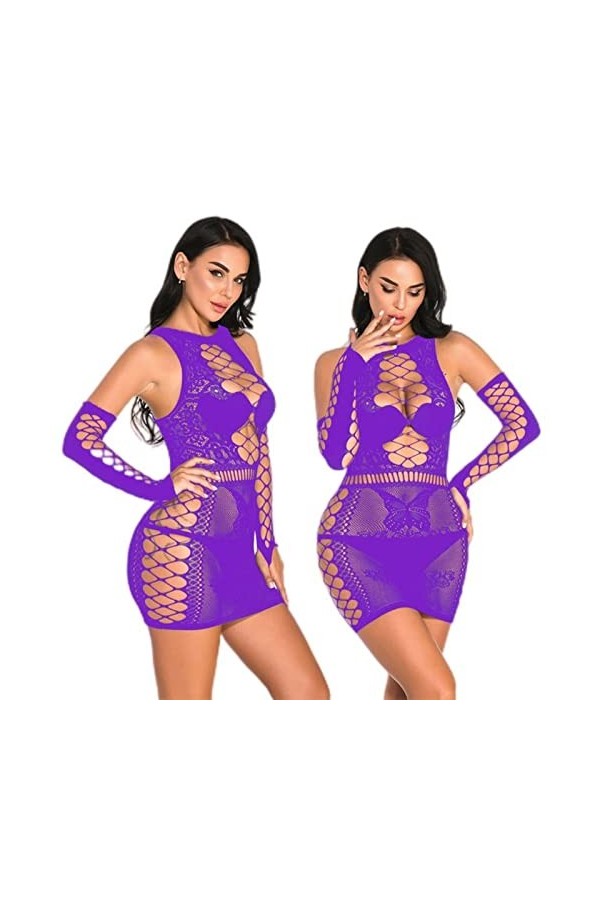 WSZJLN Lingerie sexy pour femme - Grande taille - Bas de corps en dentelle - Nuisette noire - Vêtements de pyjama sexy - Viol
