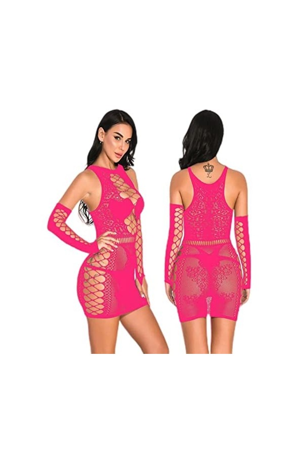 WSZJLN Lingerie sexy pour femme - Grande taille - Bas de corps en dentelle - Nuisette noire - Vêtements de pyjama sexy - Viol