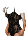 WSZJLN Lingerie sexy pour femme - Grande taille - Bas de corps en dentelle - Nuisette noire - Vêtements de pyjama sexy - Viol